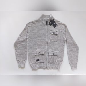 Projek Raw Marled Full Zip Cardigan Sweater Mens Size Large Gray NWT